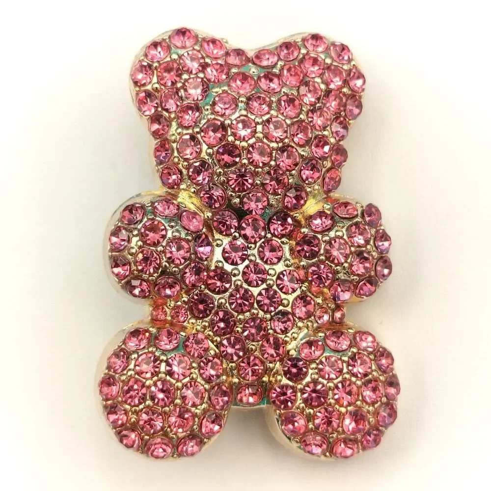 Pink Rhinestone Bone Brooch Pin Gold Tone Sparkly Pet Lover Jewelry